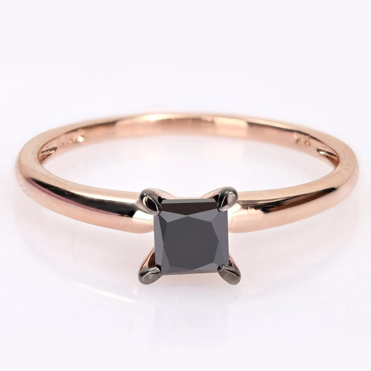 Miadora 3/4ct TDW Princess-cut Black Diamond Solitaire Engagement Ring in 14k Rose Gold sold by Zulily