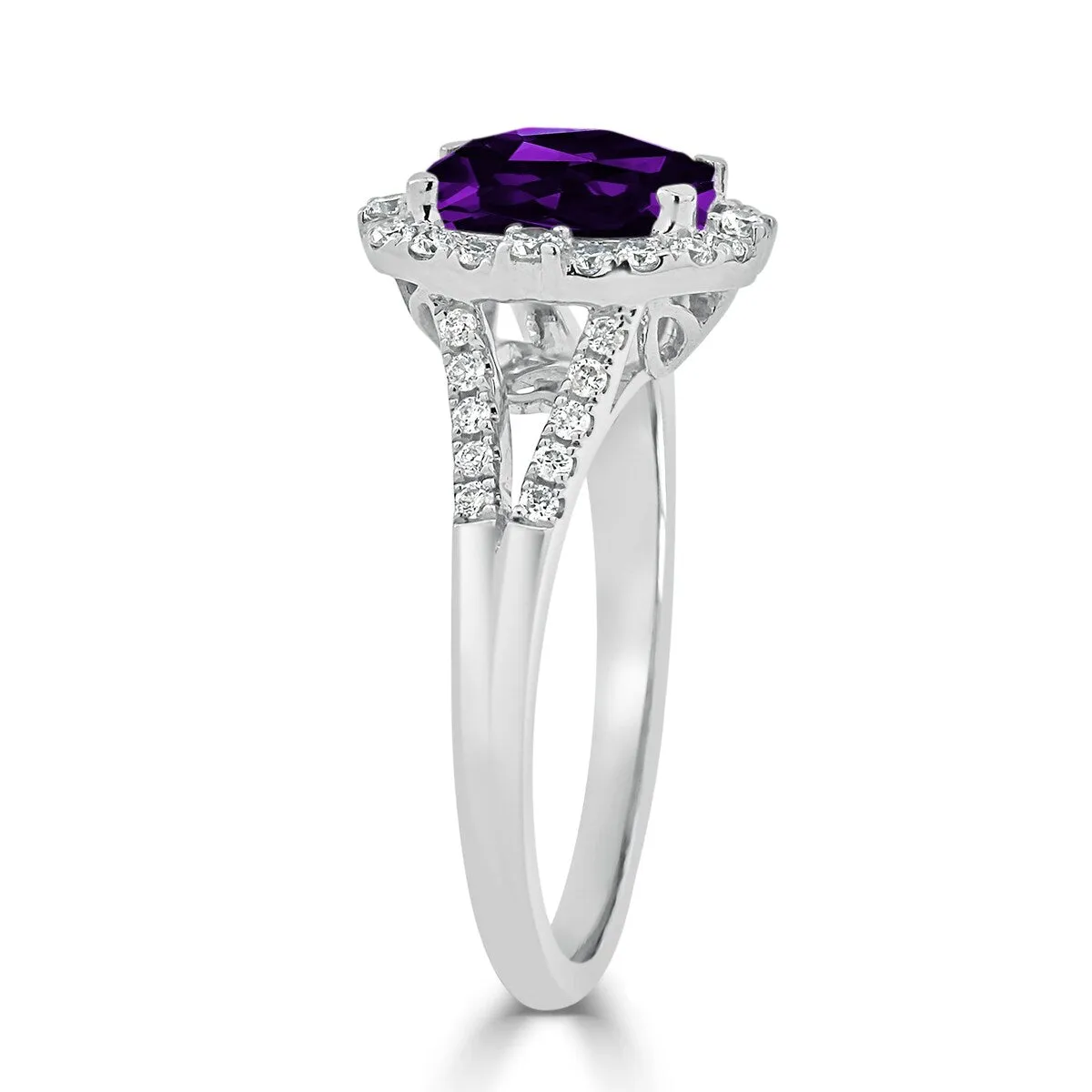 Auriya 1ct Cushion-cut Purple Amethyst Halo Diamond Engagement Ring 3/8cttw 14k Gold sold by Zulily product image thumbnail 4