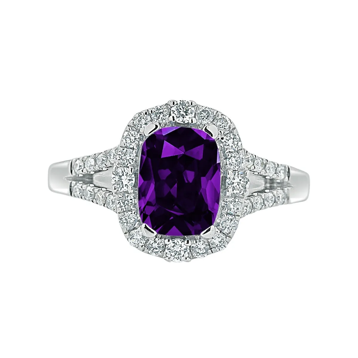 Auriya 1ct Cushion-cut Purple Amethyst Halo Diamond Engagement Ring 3/8cttw 14k Gold sold by Zulily product image thumbnail 2