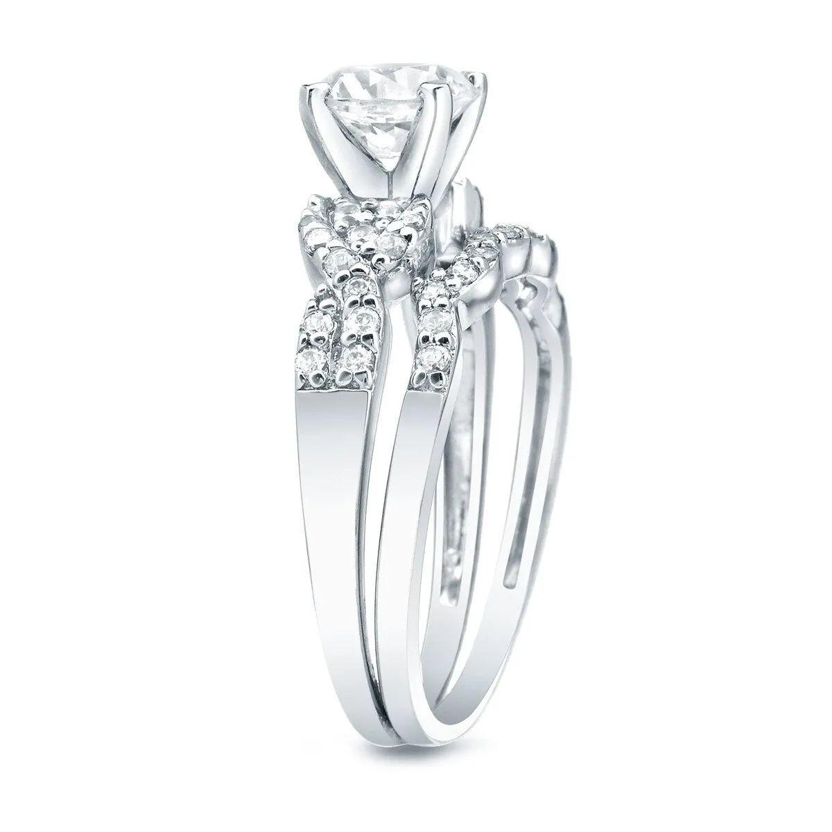 Auriya 14k Gold 1ctw Braided Round Diamond Engagement Ring Set sold by Zulily product image thumbnail 4