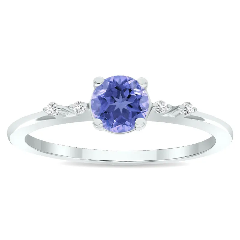 Women's Tanzanite and Diamond Sparkle Ring in 10K White Gold sold by Zulily