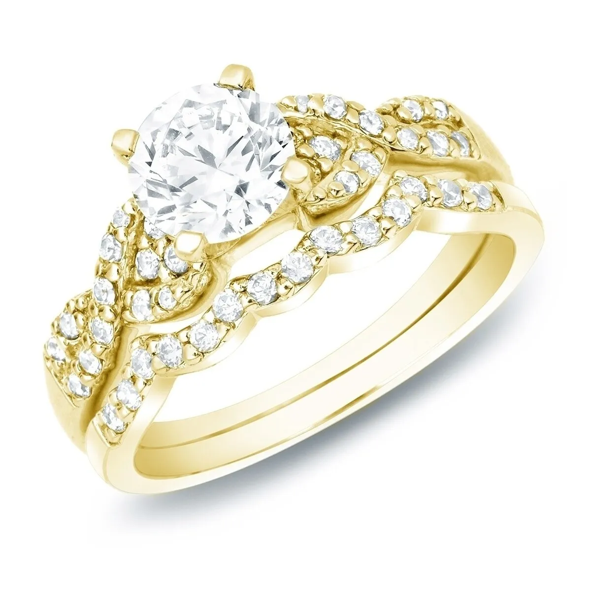 Auriya 14k Gold 1ctw Braided Round Diamond Engagement Ring Set sold by Zulily product image thumbnail 2