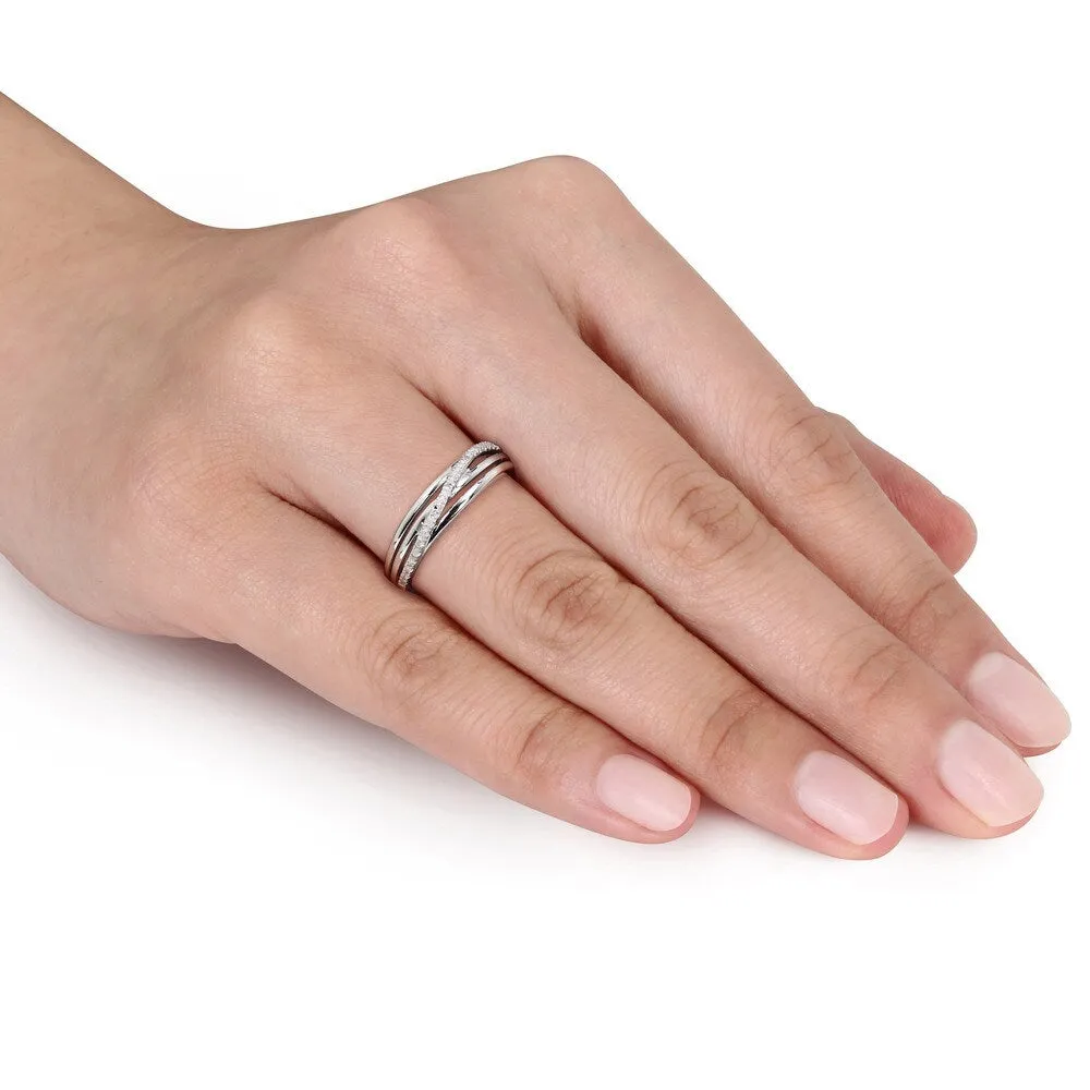 1/6ct TDW Diamond Crossover Highway Ring in Sterling Silver by Miadora sold by Zulily