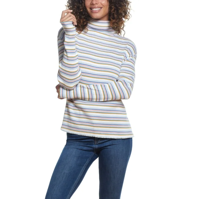 Weatherproof Vintage Women's Yarn Dye Stripe Rib Turtle Neck Top White Size Small sold by Zulily