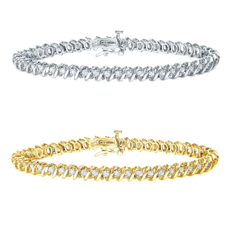 Auriya 1ct to 10ct TW S-link Diamond Tennis Bracelet 14k Gold sold by Zulily