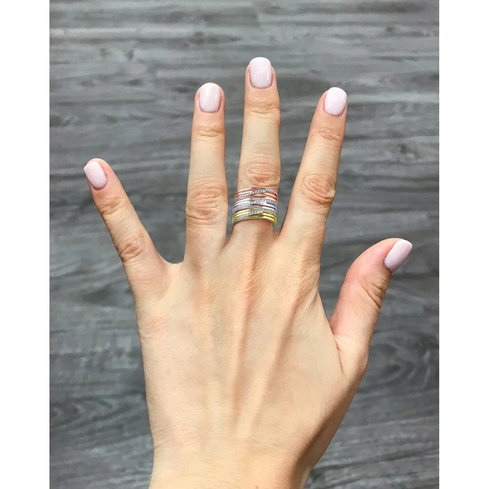 1/6ct TDW Diamond Crossover Highway Ring in Sterling Silver by Miadora sold by Zulily product image thumbnail 5