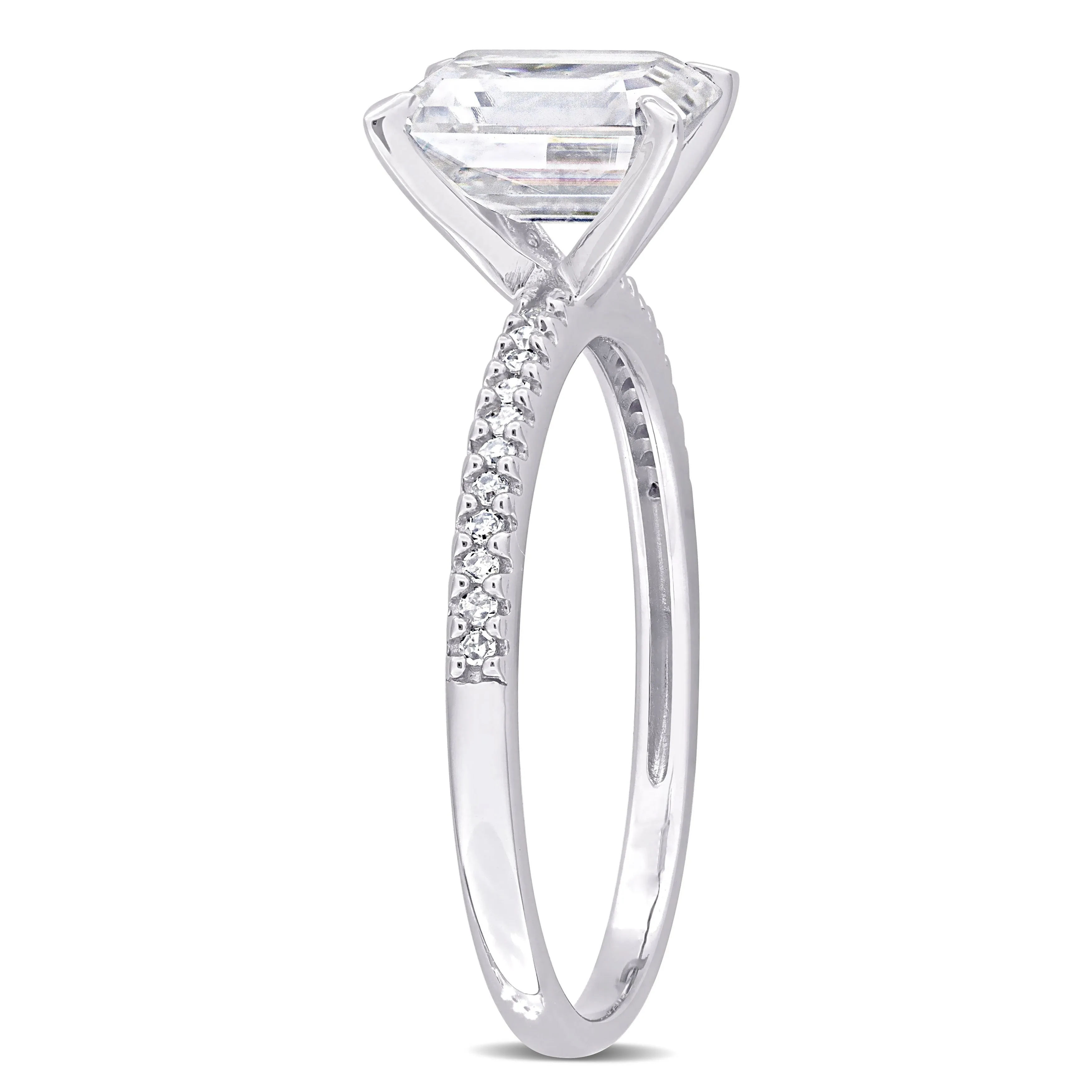 Miadora 1 3/4ct DEW Created Moissanite and 1/10ct TDW Diamond Ring in 14k White Gold sold by Zulily product image thumbnail 2