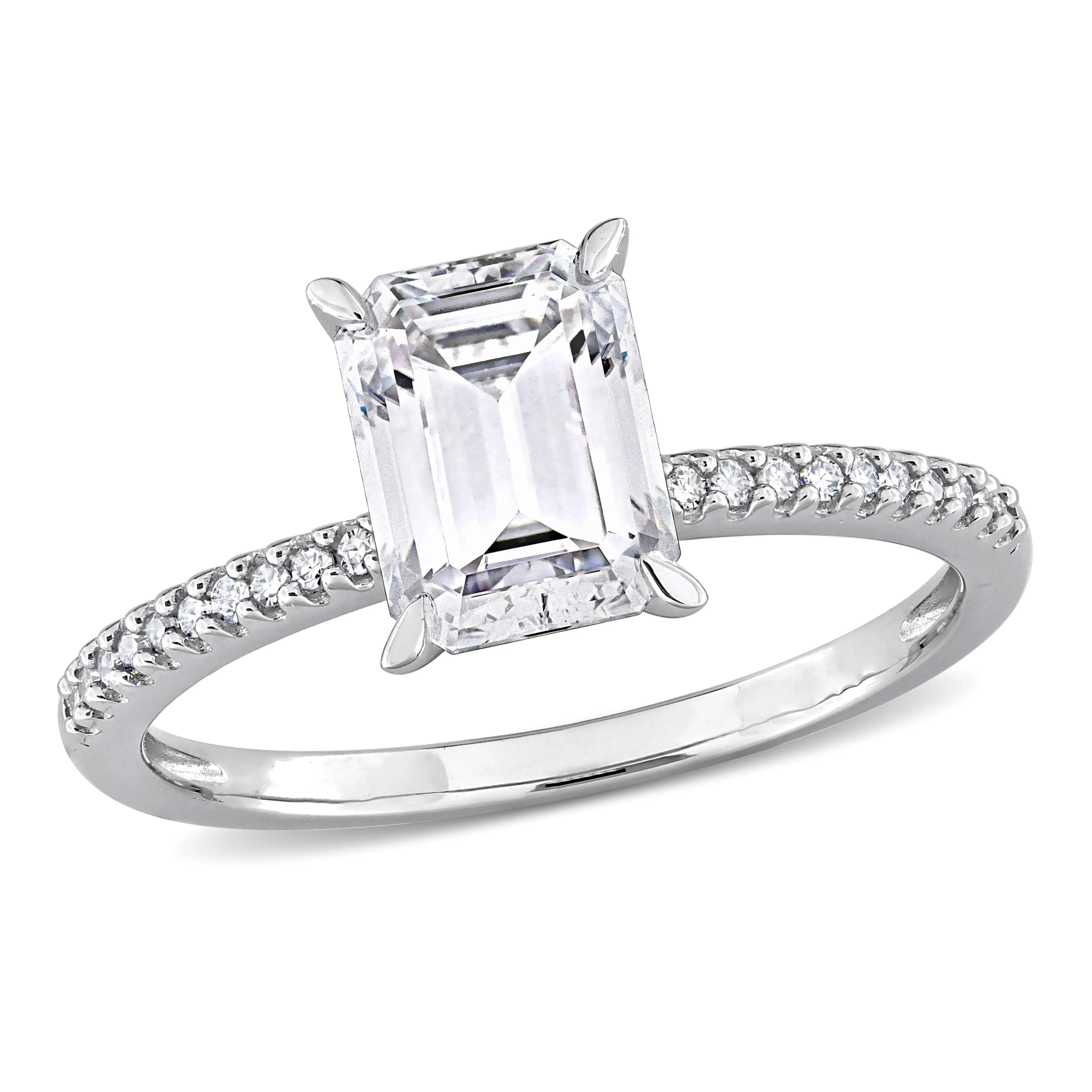 Miadora 1 3/4ct DEW Created Moissanite and 1/10ct TDW Diamond Ring in 14k White Gold sold by Zulily