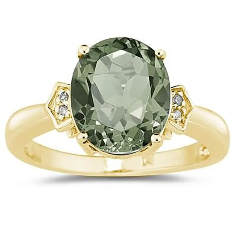 Marquee Jewels Green Amethyst & Diamond Ring in 10k Yellow Gold sold by Zulily