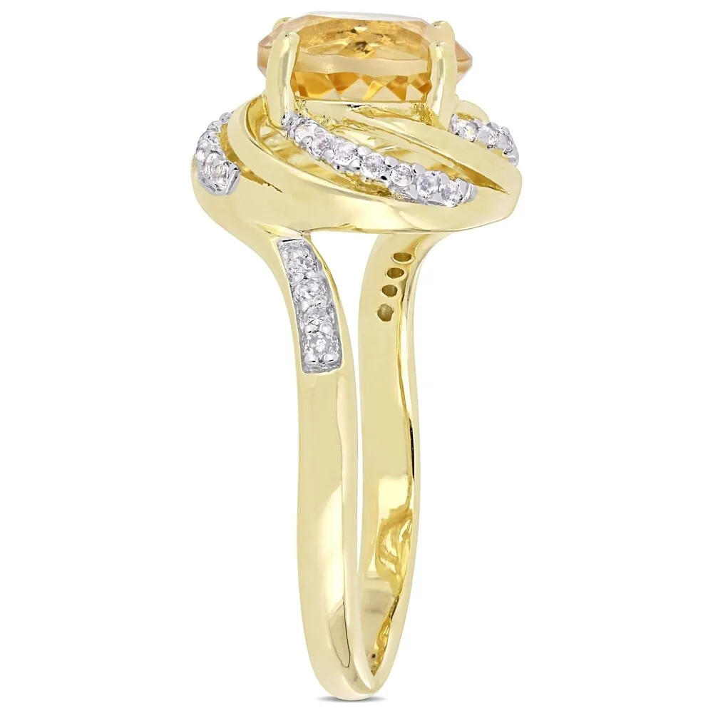 Miadora Yellow Plated Sterling Silver Citrine White Topaz & Diamond Swirl Halo Ring sold by Zulily product image thumbnail 3
