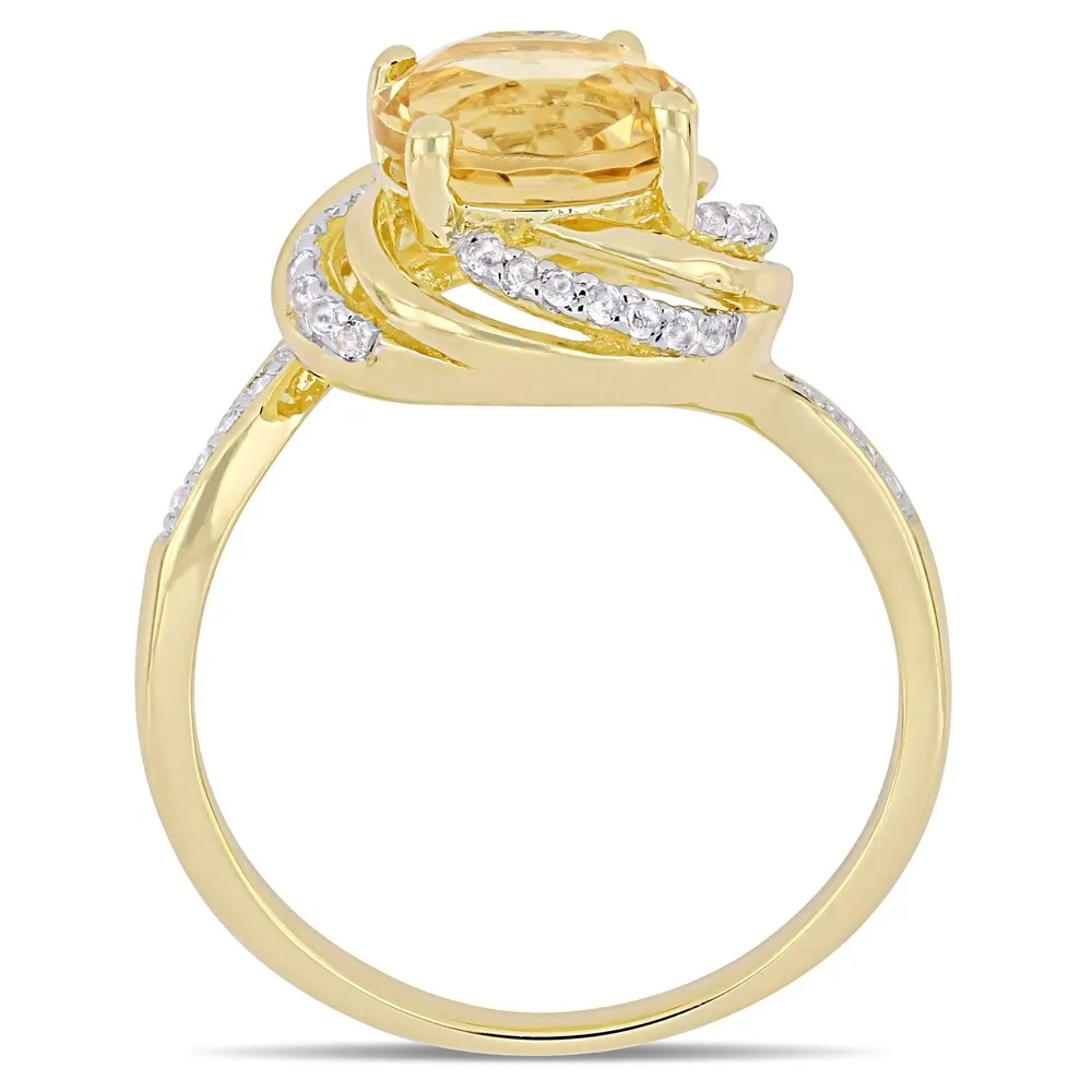 Miadora Yellow Plated Sterling Silver Citrine White Topaz & Diamond Swirl Halo Ring sold by Zulily product image thumbnail 5