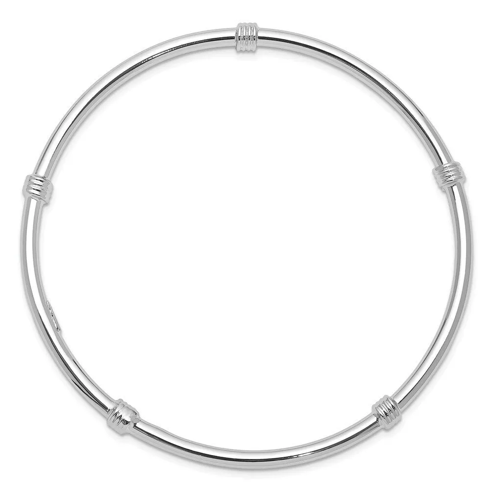 Curata 925 Sterling Silver 7" 4.25mm Polished Ribbed Slip On Bangle Bracelet sold by Zulily product image thumbnail 3