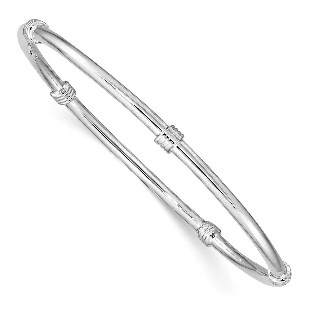 Curata 925 Sterling Silver 7" 4.25mm Polished Ribbed Slip On Bangle Bracelet sold by Zulily
