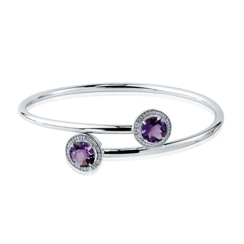 Auriya 3ct Purple Amethyst Gold over Silver Bangle Bracelet with Diamond Accents sold by Zulily