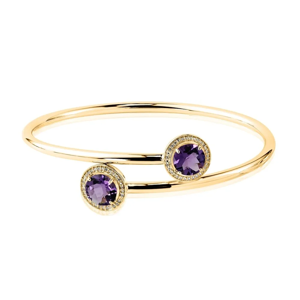 Auriya 3ct Purple Amethyst Gold over Silver Bangle Bracelet with Diamond Accents sold by Zulily product image thumbnail 2