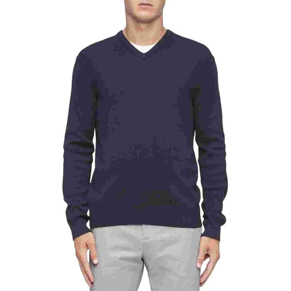 Calvin Klein Men's Ribbed Trim V Neck Pullover Sweater Blue Size X-Large sold by Zulily