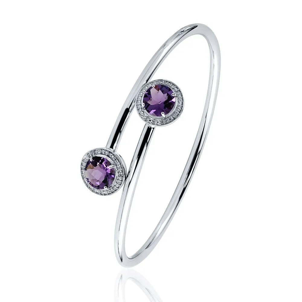 Auriya 3ct Purple Amethyst Gold over Silver Bangle Bracelet with Diamond Accents sold by Zulily product image thumbnail 4