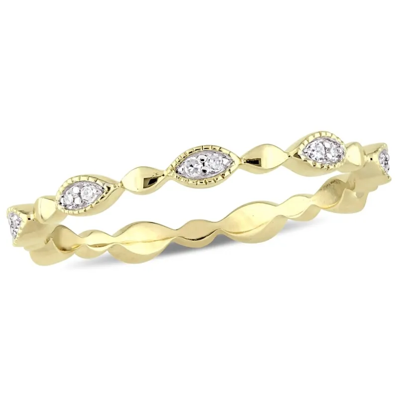 Miadora 10k Yellow Gold 1/10ct TDW Diamond Stackable Infinity Eternity Band sold by Zulily
