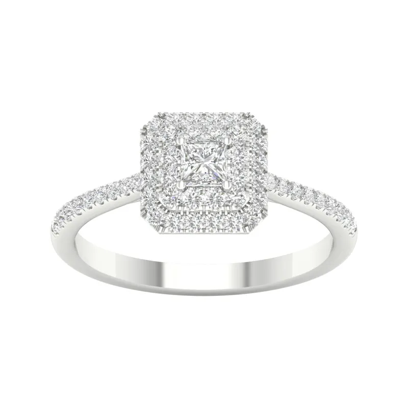 1/2ct TDW Princess Cut Diamond Halo Ring in 10k Gold by De Couer sold by Zulily