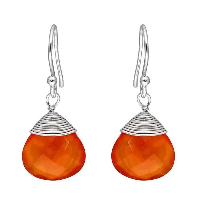 Carnelian Sterling Silver Wire Wrap Dangle Drop Earrings - 1.45 x .4 sold by Zulily product image thumbnail 2