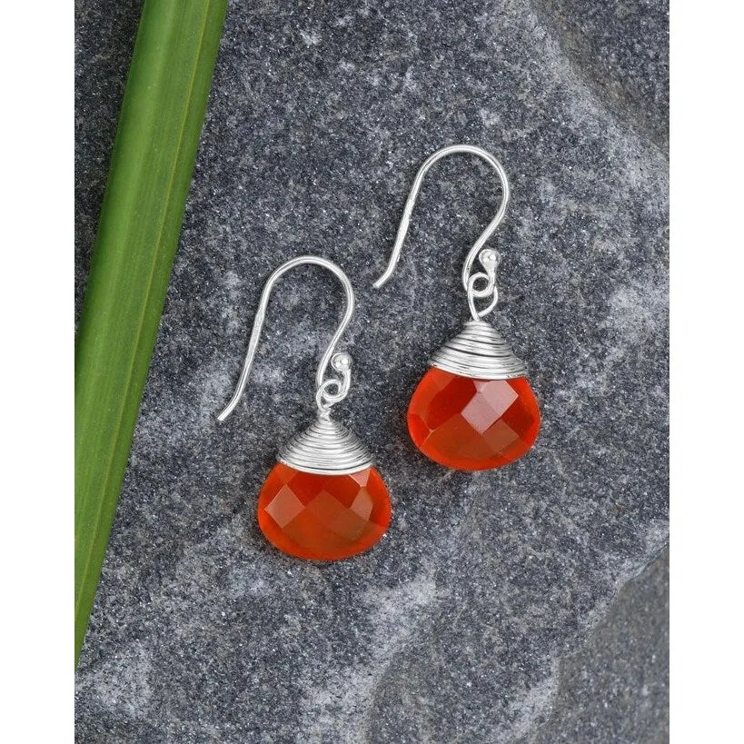 Carnelian Sterling Silver Wire Wrap Dangle Drop Earrings - 1.45 x .4 sold by Zulily product image thumbnail 4