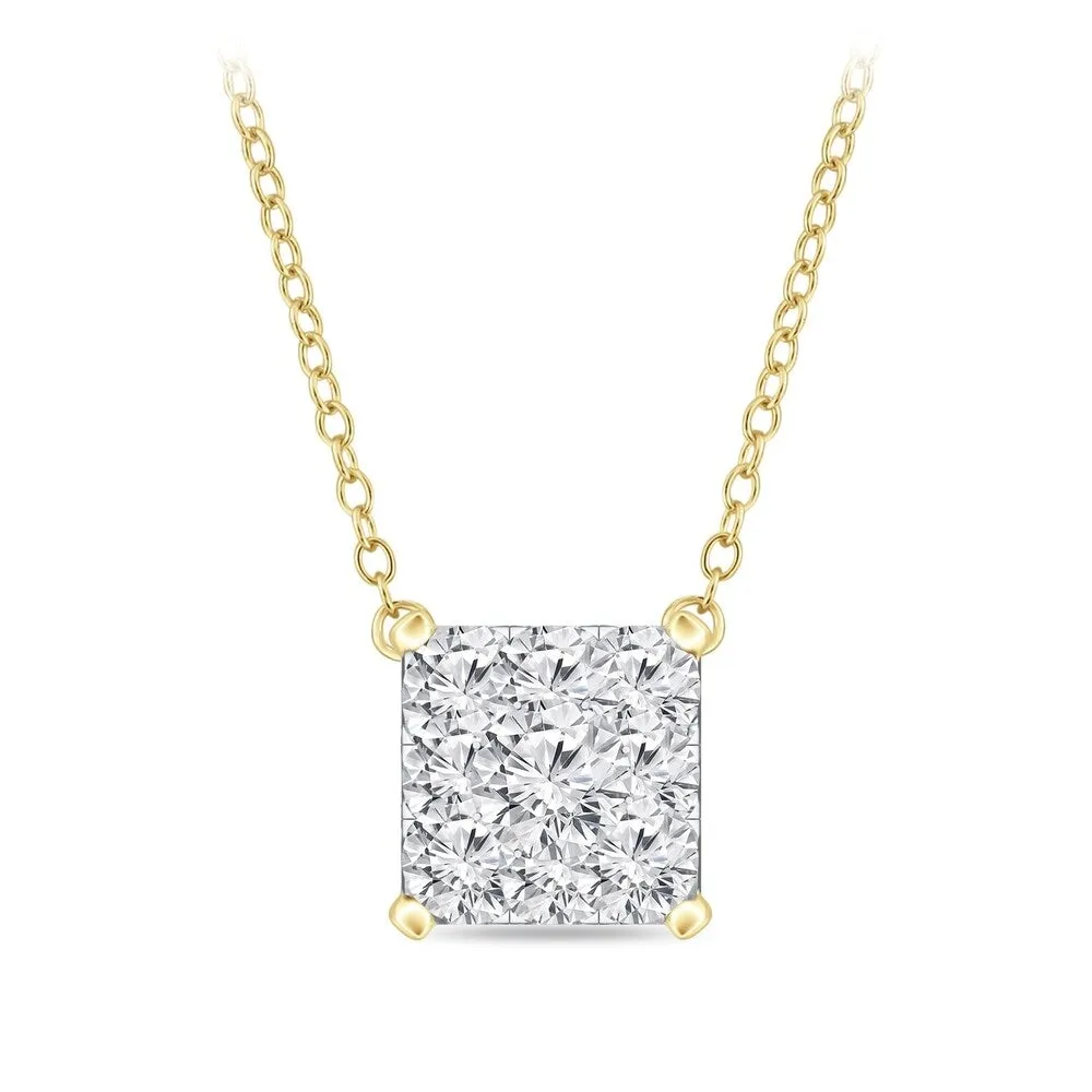 14k Gold Square Shaped 1/2ct TDW Pave Diamond Necklace by Auriya (H-I, I1-I2) sold by Zulily product image thumbnail 2
