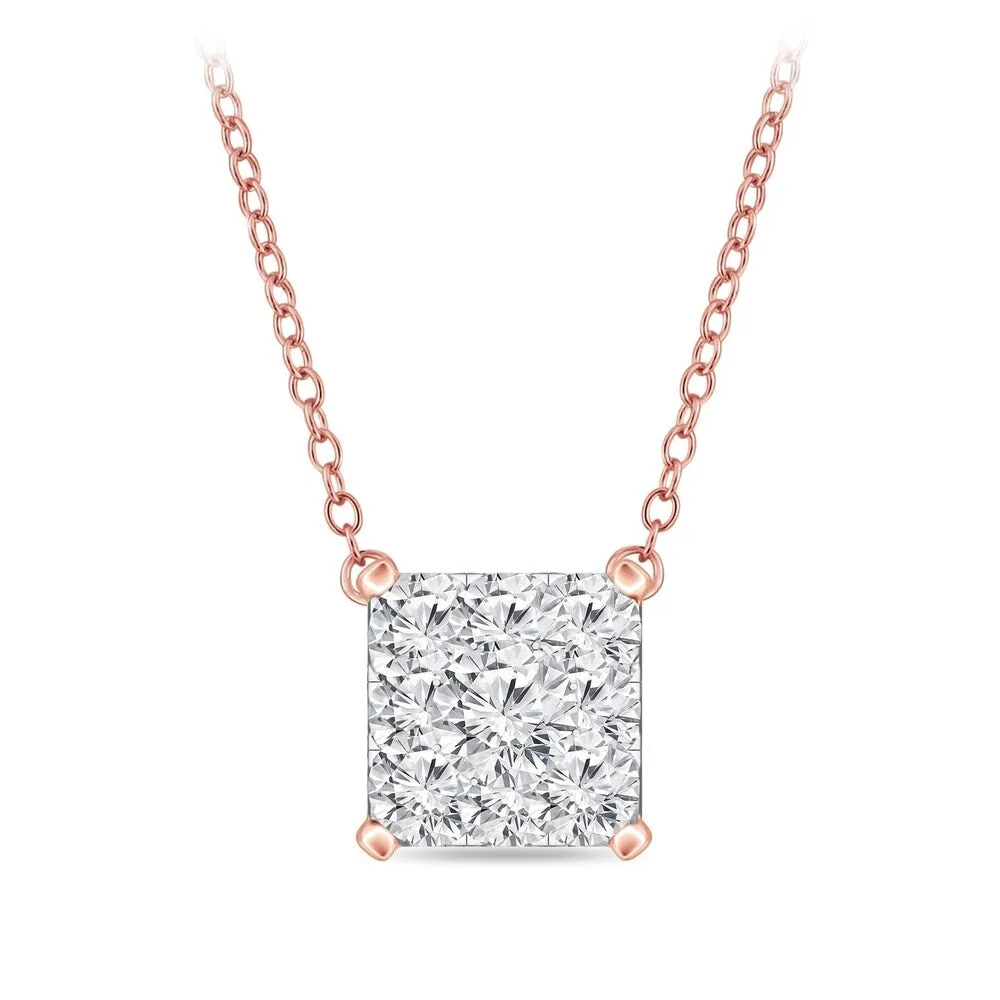 14k Gold Square Shaped 1/2ct TDW Pave Diamond Necklace by Auriya (H-I, I1-I2) sold by Zulily product image thumbnail 3