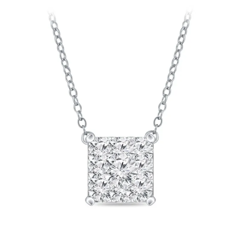 14k Gold Square Shaped 1/2ct TDW Pave Diamond Necklace by Auriya (H-I, I1-I2) sold by Zulily