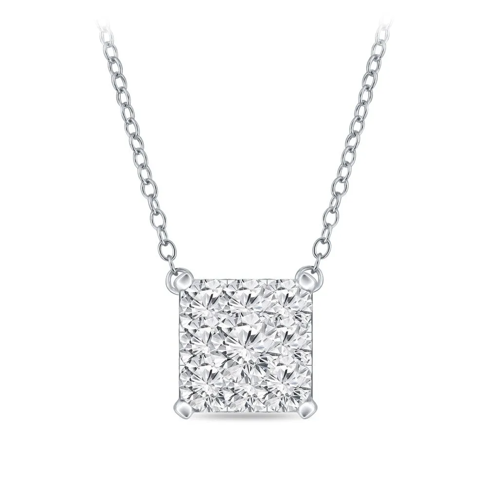 14k Gold Square Shaped 1/2ct TDW Pave Diamond Necklace by Auriya (H-I, I1-I2) sold by Zulily