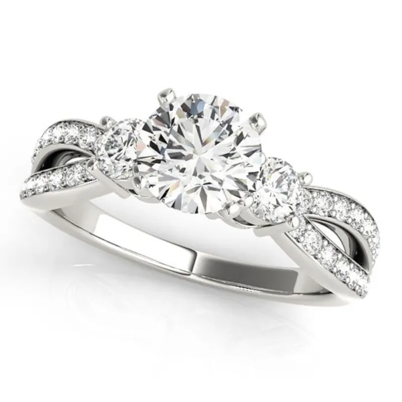 Auriya 3-Stone 3/4ct Moissanite and 5/8ctw Diamond Engagement Ring 14K Gold sold by Zulily