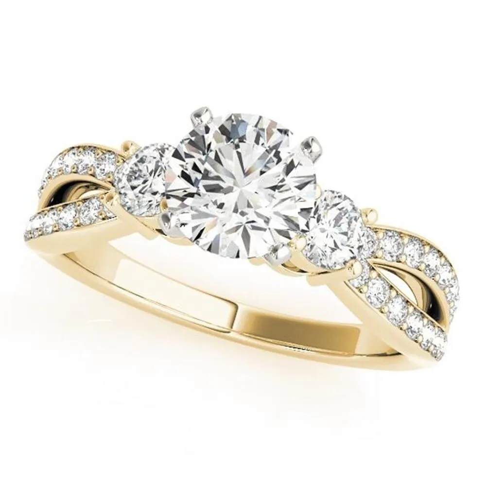 Auriya 3-Stone 3/4ct Moissanite and 5/8ctw Diamond Engagement Ring 14K Gold sold by Zulily product image thumbnail 2