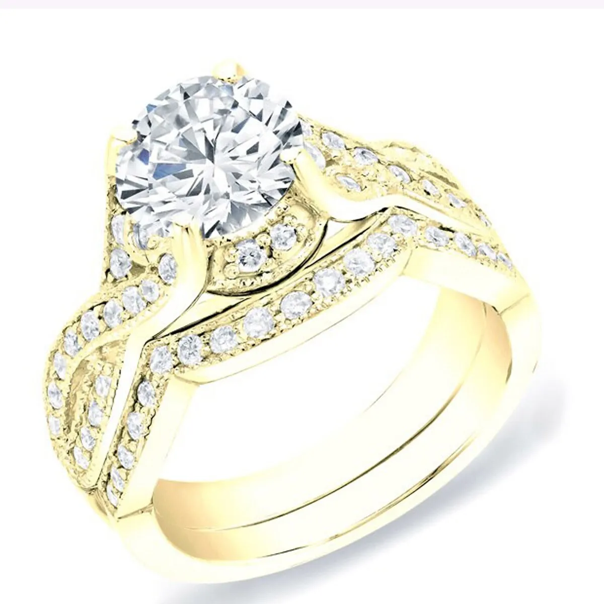 Auriya 14k Gold 1 1/2ctw Vintage Round Diamond Engagement Ring Set Certified sold by Zulily product image thumbnail 2