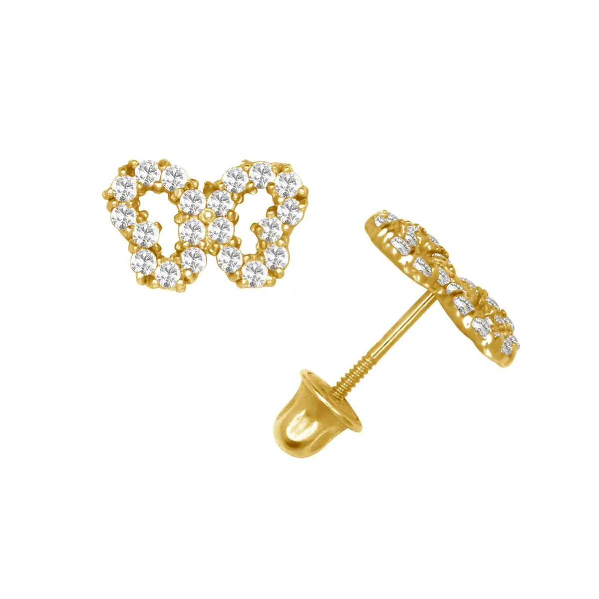 Curata Solid 14k Gold Small Round Cubic Zirconia Butterfly Stud Screw Back Earrings sold by Zulily product image thumbnail 4