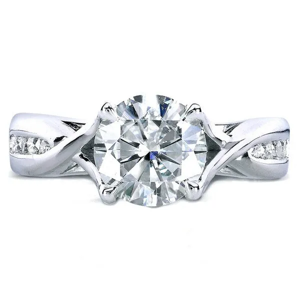 Annello by Kobelli 14k White Gold Forever One Moissanite and 1/5ct TDW Diamond Crossover Round Chann sold by Zulily product image thumbnail 3