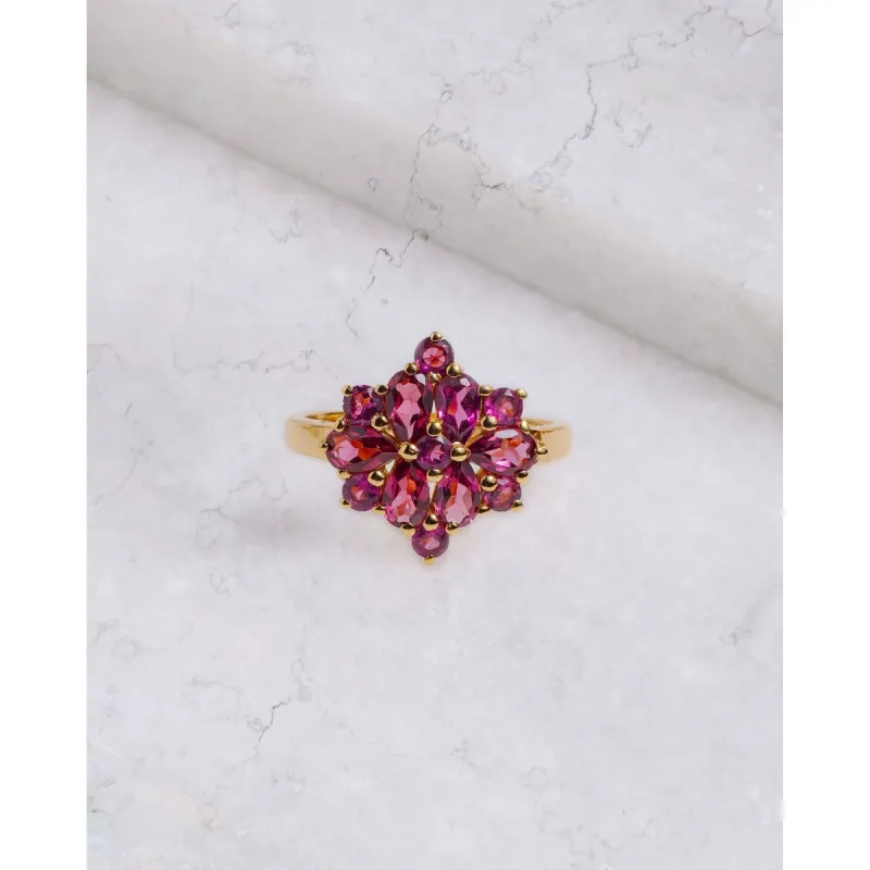 Rhodolite Garnet Gold Cluster Gemstone Ring sold by Zulily