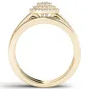 De Couer 14k Yellow Gold 1/3ct TDW Diamond Cluster Halo Bridal Set sold by Zulily