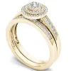 De Couer 14k Yellow Gold 1/3ct TDW Diamond Cluster Halo Bridal Set sold by Zulily