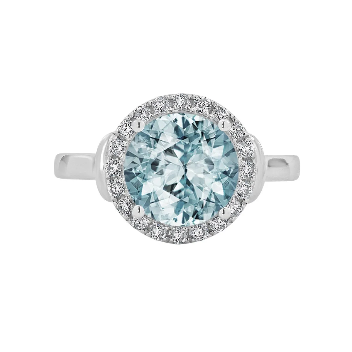 Auriya 2 1/5ct Round Aquamarine and Halo Diamond Engagement Ring 1/4ctw 14k Gold sold by Zulily product image thumbnail 2