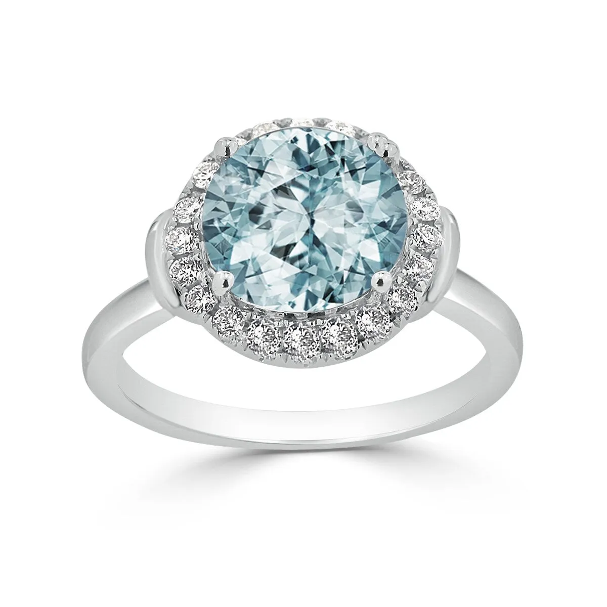 Auriya 2 1/5ct Round Aquamarine and Halo Diamond Engagement Ring 1/4ctw 14k Gold sold by Zulily product image thumbnail 3