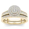 De Couer 14k Yellow Gold 1/3ct TDW Diamond Cluster Halo Bridal Set sold by Zulily