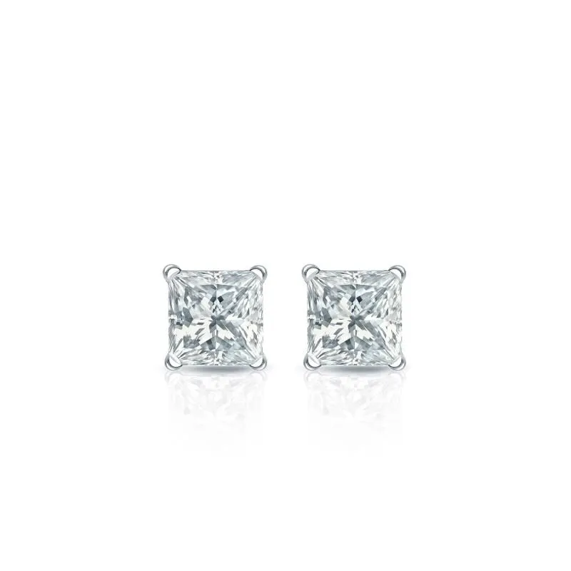 Auriya 14-karat Gold Lab Grown 0.90 carat TDW Princess Diamond Stud Earrings 4-Prong Martini Push-back sold by Zulily product image thumbnail 2