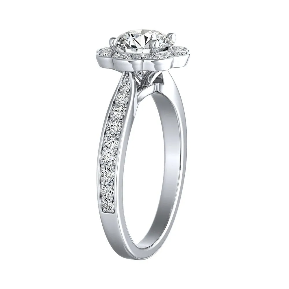 Auriya Vintage 1/2ct Round Moissanite and 1/3ctw Halo Diamond Engagement Ring 14K Gold sold by Zulily product image thumbnail 4