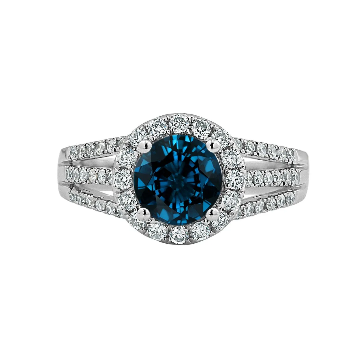 Auriya Modern 1 3/8ct London Blue Topaz and Halo Diamond Engagement Ring 1/2cttw 14k Gold sold by Zulily product image thumbnail 2