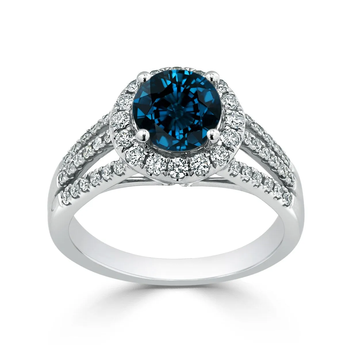 Auriya Modern 1 3/8ct London Blue Topaz and Halo Diamond Engagement Ring 1/2cttw 14k Gold sold by Zulily product image thumbnail 3