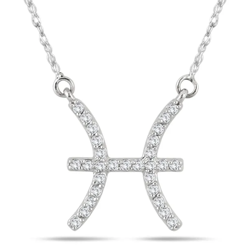 1/5 Carat TW Diamond Pisces Zodiac Pendant 10K White Gold sold by Zulily