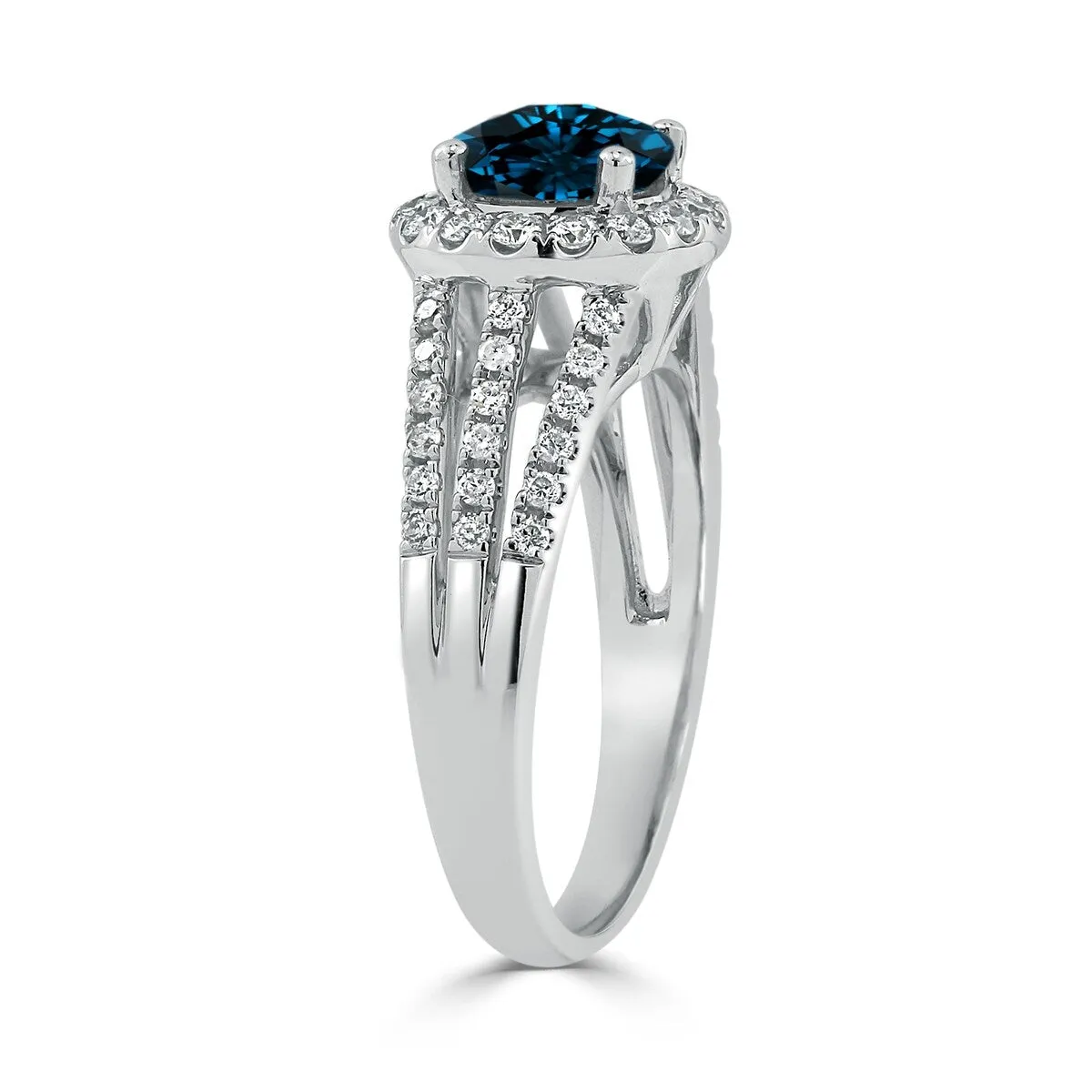 Auriya Modern 1 3/8ct London Blue Topaz and Halo Diamond Engagement Ring 1/2cttw 14k Gold sold by Zulily product image thumbnail 4