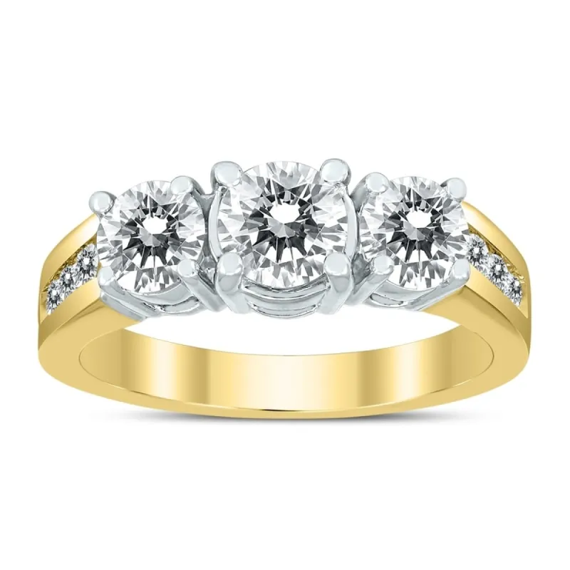 AGS Certified 2 Carat TW Diamond Three Stone Ring in 14K Two Tone Gold sold by Zulily