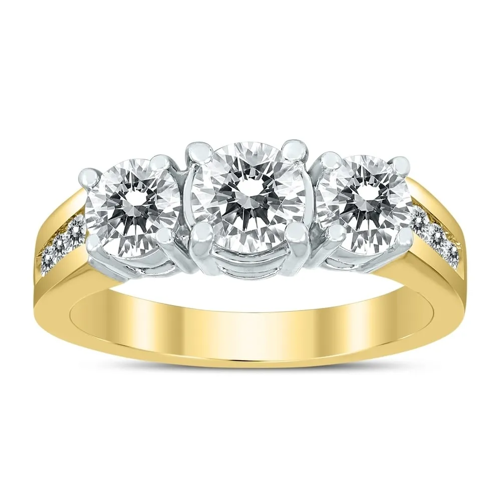 AGS Certified 2 Carat TW Diamond Three Stone Ring in 14K Two Tone Gold sold by Zulily
