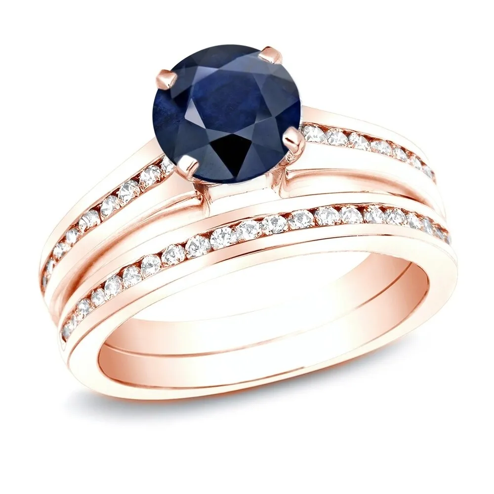 Auriya 14k Gold 1ct Blue Sapphire & Diamond Engagement Ring Set 1ctw sold by Zulily