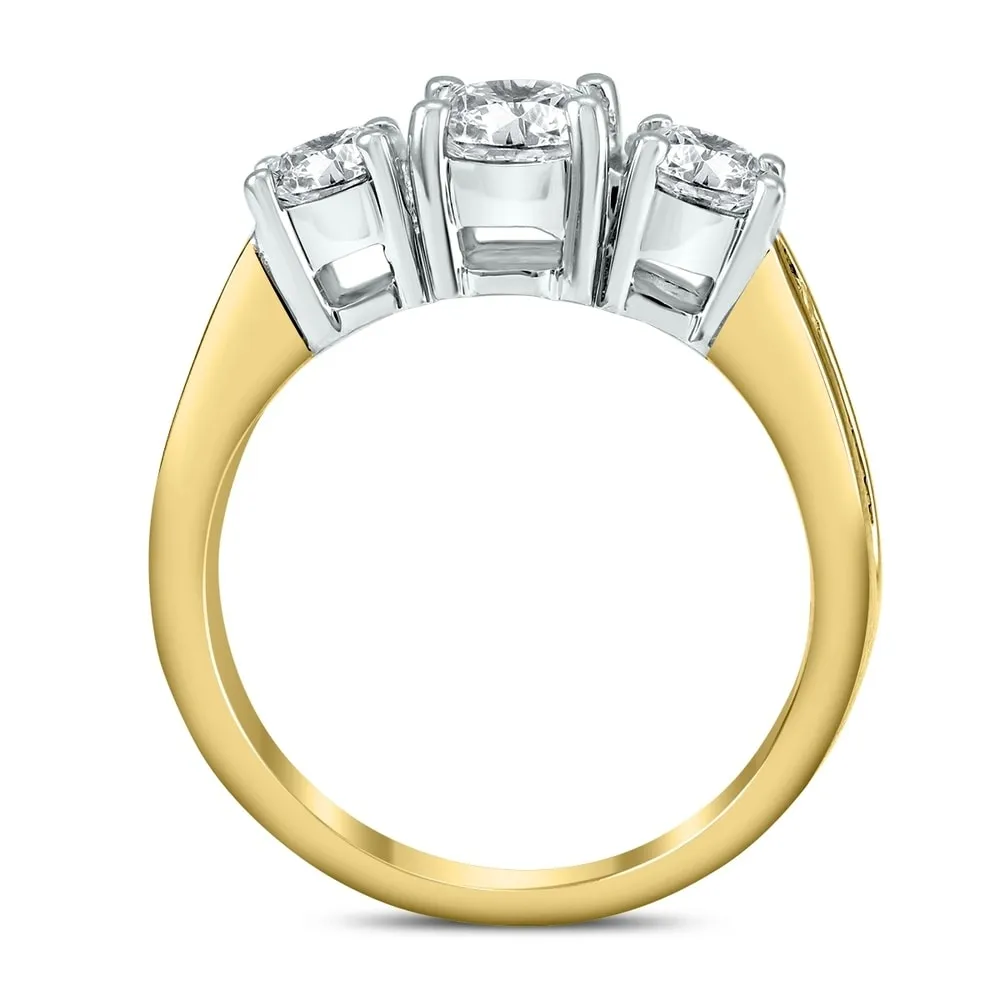 AGS Certified 2 Carat TW Diamond Three Stone Ring in 14K Two Tone Gold sold by Zulily product image thumbnail 3